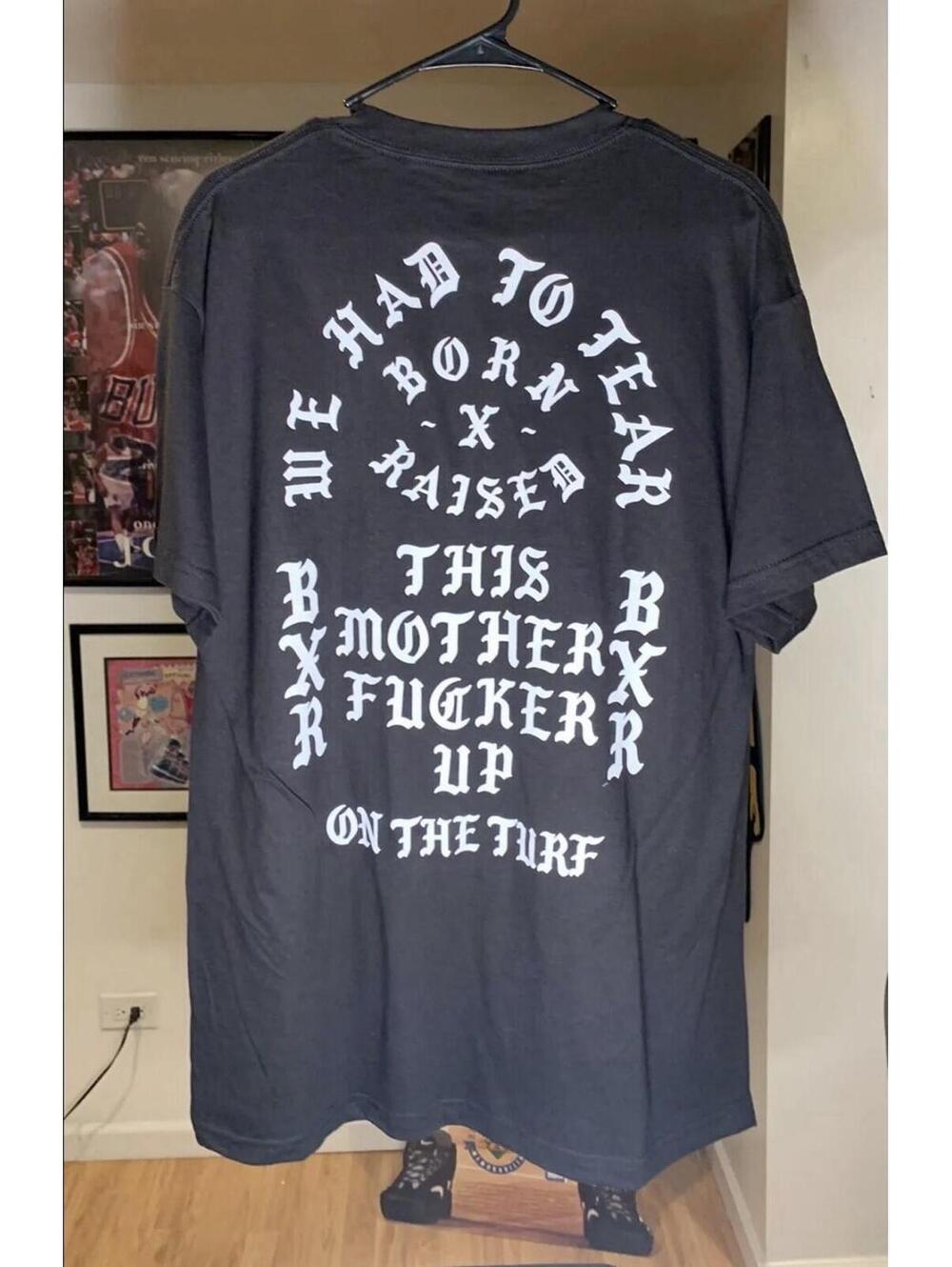 Born X Raised On The Turf Men's Black Graphic Print Cotton T-Shirt L